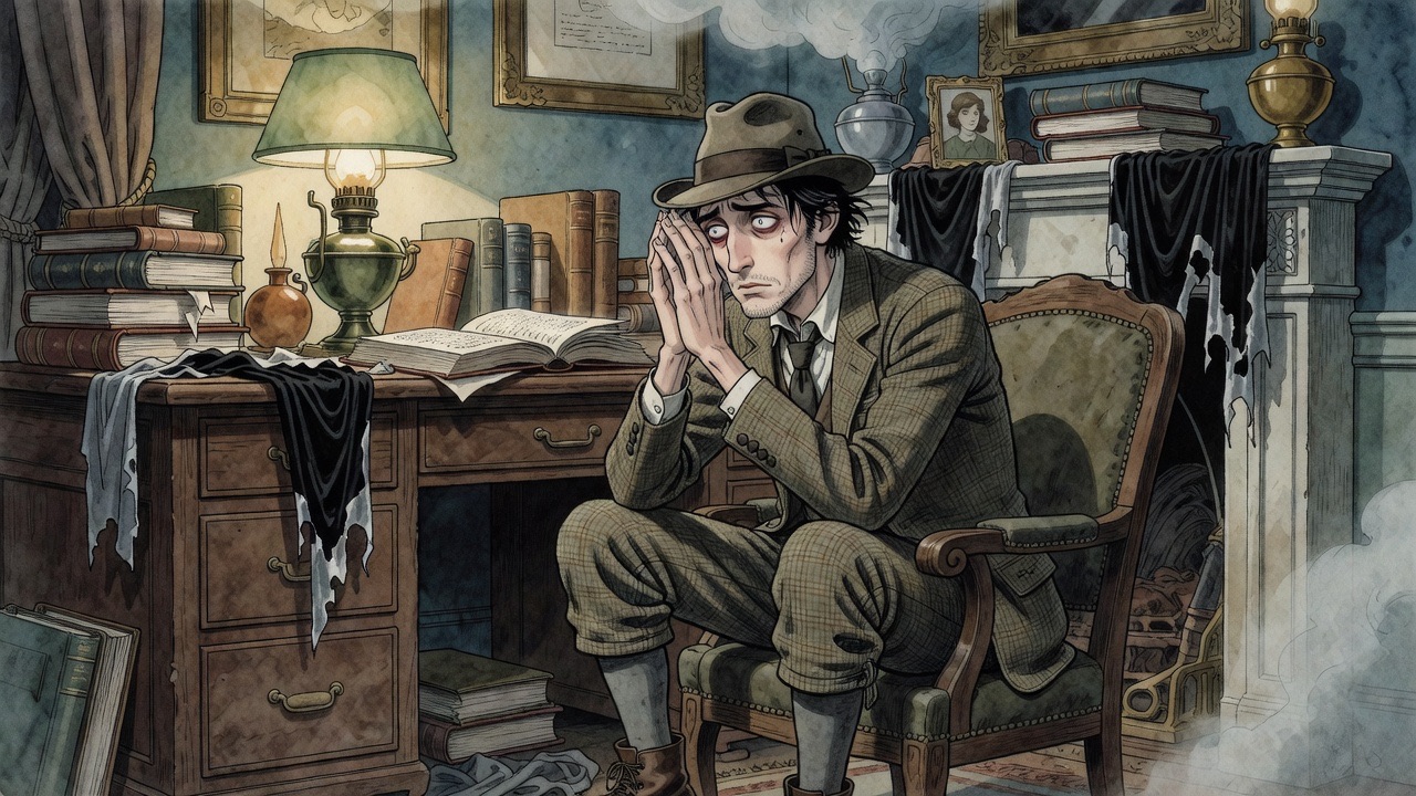 A memory vignette of the younger man of 1897 bent over books late at night, drained and miserable.