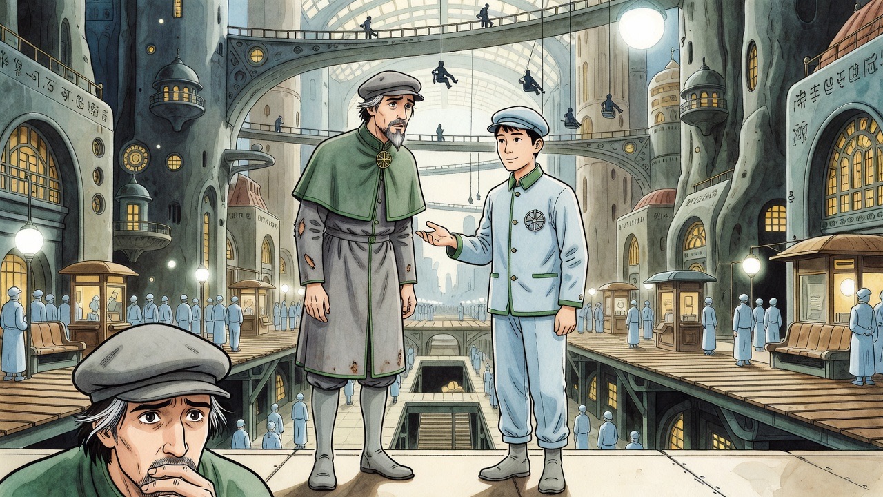 Asano, calm, explains firmly with an open palm while Graham recoils in horror.